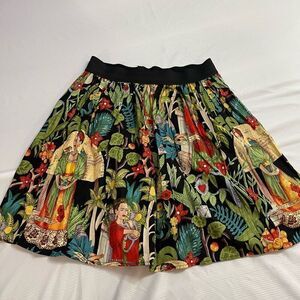 HEMET Frida Kahlo Print Pleated Skirt Size Large